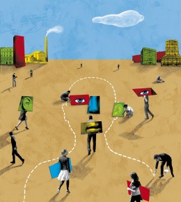 Création d'une illustration pour le journal Alternatives Économiques, ouverture d'un dossier sur l'évolution de la société française.