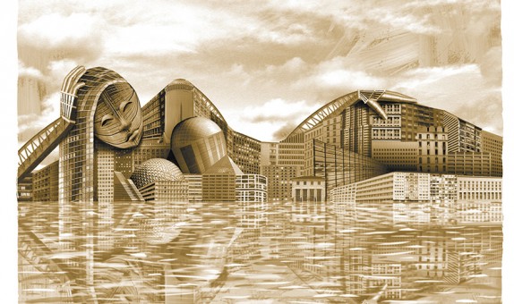 Recherche personnelle sur les paysages urbains imaginaires.